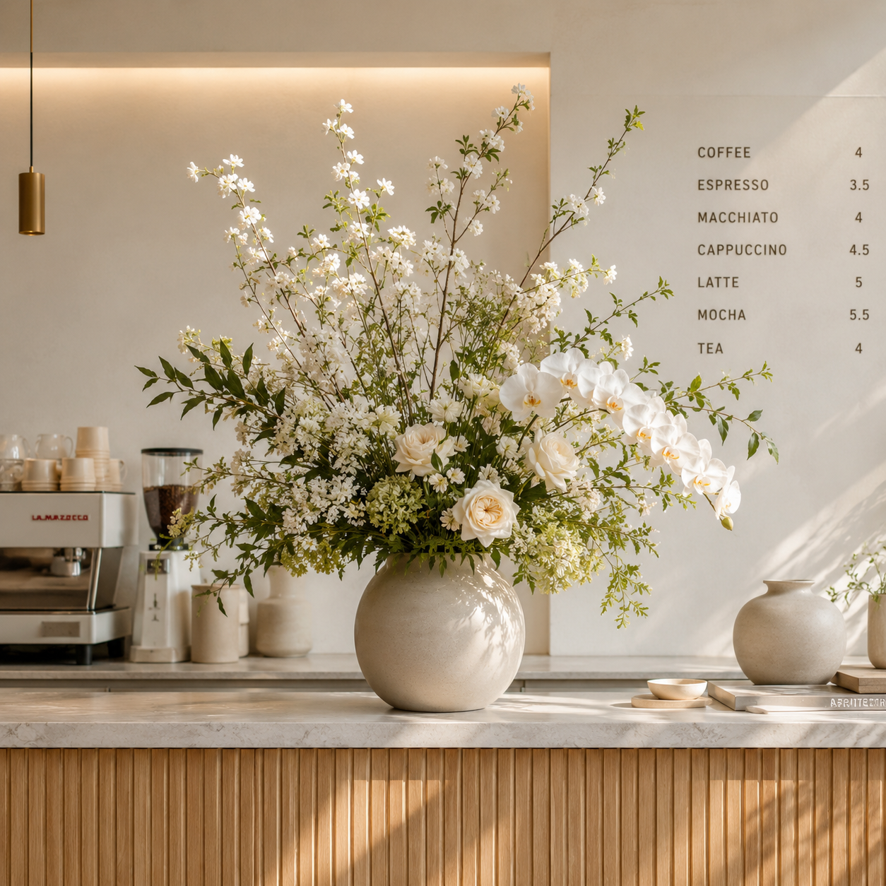 Composição floral em referência editorial